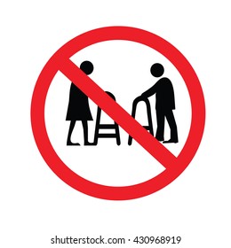 no elder entrance.old man.vector illustration.