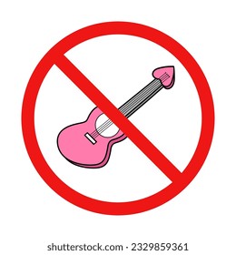 No Electric Bass Sign on White Background