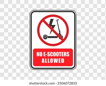 No electric scooter or bike traffic sign. Vector illustration isolated on white background.