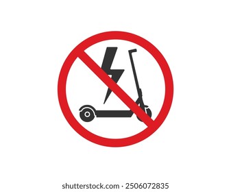 No electric scooter or bike traffic sign. Vector illustration isolated on white background.