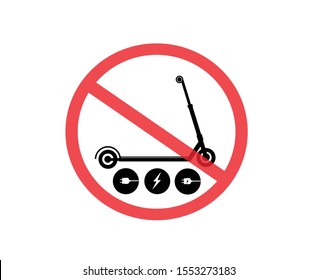 No Electric Scooter or E-Scooter allowed, Accident prevention signs, stop or banned sign, vector illustration.