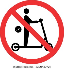 No electric scooter sign. e bikes not allowed. Forbidden signs and symbols.