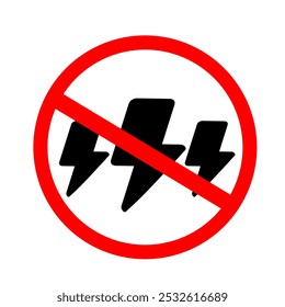 kein elektrisches Zeichen, Vektorgrafik mit roten abgerundeten und drei Blitzsymbol editierbar für viele Zwecke
