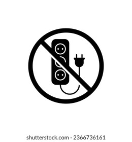 No electricity extension vector. Not allow  socket  sign. The circle prohibiting sing  