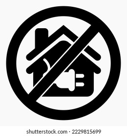 No hay electricidad en la casa. No use electricidad. Prohibición de electricidad. Icono del vector.