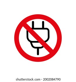 No Electricity Icon. Electric Plug With Prohibition Symbol. Vector