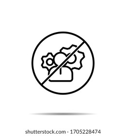 No electricity, worker, light, settings icon. Simple thin line, outline vector of project management ban, prohibition, embargo, interdict, forbiddance icons for ui and ux, website