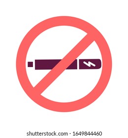 No electronic cigarette color glyph icon. Forbidden sign. Pictogram for web page, mobile app, promo. UI UX GUI design element.