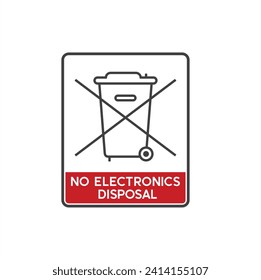 no electronic disposal symbol, vector art.