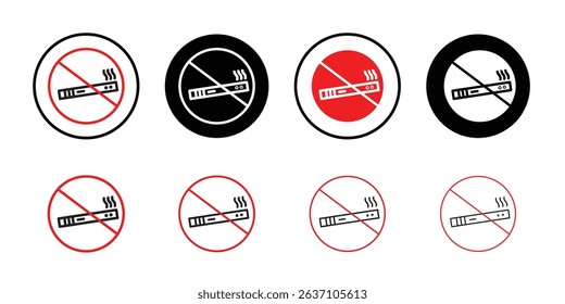 No Electronic Vaping icon Black line art vector logo set