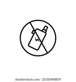 No Electronic Vaping icon Isolated flat vector in outline
