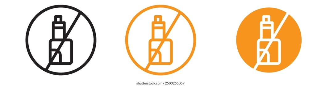 No Electronic Vaping Icon Set Prohibition Illustrations for Health and Safety