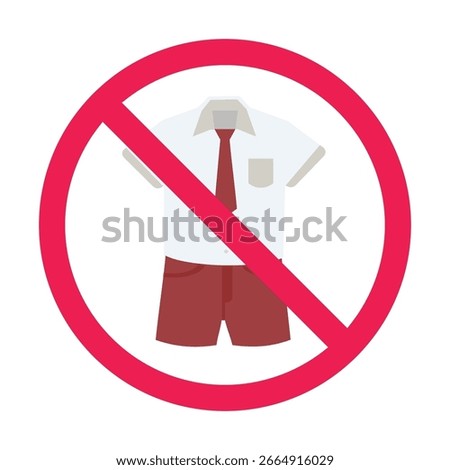 No elementary school uniform sign, forbidden elementary school student clothes sign, flat vector illustration