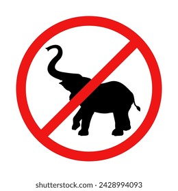 Sin signo de elefante sobre fondo blanco