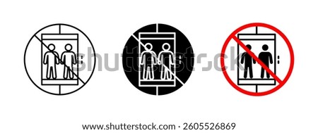 No elevator icon. Prohibited lift use vector illustration. Safety sign restricting access to elevators. Warning symbol ensuring compliance with building regulations and public safety.