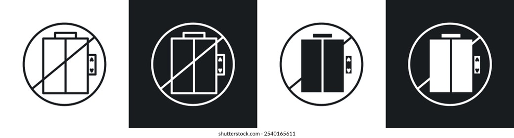 No elevator sign in black and white colors.