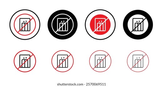 No Elevator Sign icon Outline vector for web ui