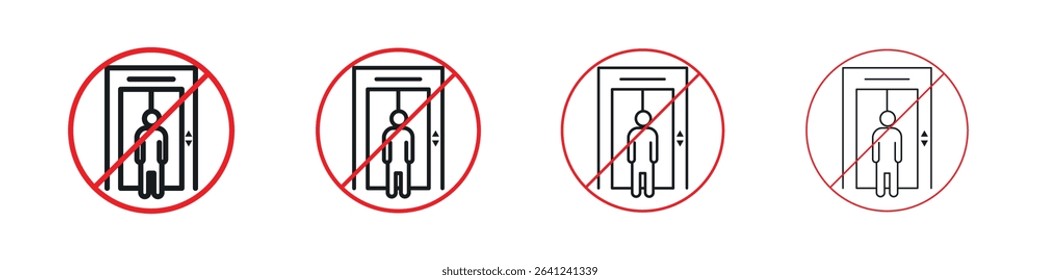 No Elevator Sign icon Outline sign symbol set