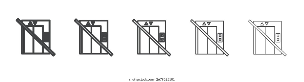 No hay símbolo de letrero de ascensor símbolo de colección de ilustración simple