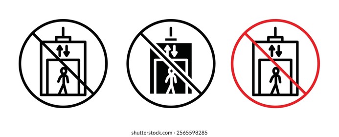 No elevator sign vector in black and red colors