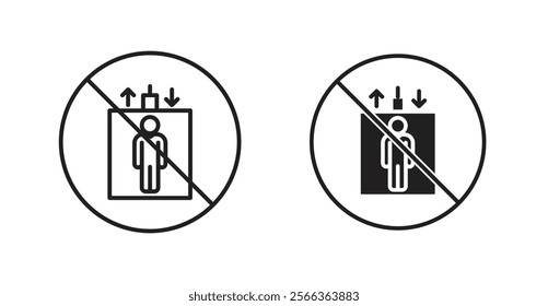 No elevator sign vector in line stroke and flat versions