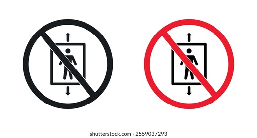 No elevator sign vectors in black and colored version