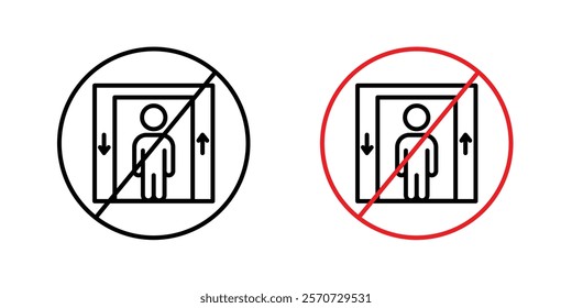 No elevator signs vectors on white background.