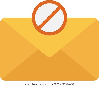 No hay icono de correo electrónico: mensaje bloqueado o concepto de spam