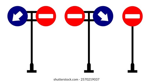 No Enter Sign various style. Road sign set for education purpose clip art. Roadsign for kids in school learning vector illustration. Traffic symbol for guidance book