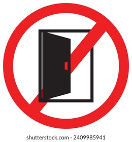 No Entrance and exit sign. Open Close door inside No symbol. Man walking in and out. Stop sign hand image. Login, logout, register, password, VIP entrance, key, lock or exit vector illustrations.
