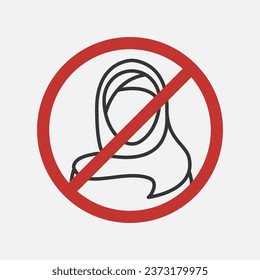 No entrance women sign. Attention, men area. Arab culture, islam religion. Vector