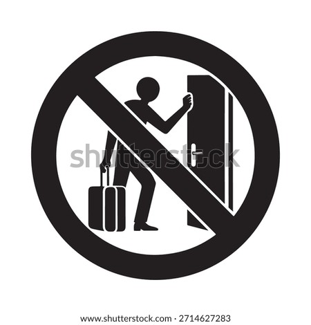 No entry allowed symbol depicts a person with luggage near a door