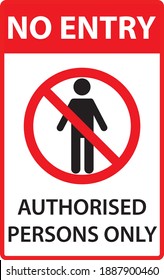 No Entry Authorised Persons Only Sign Eps Vector On Transparent Background PROHIBITION 