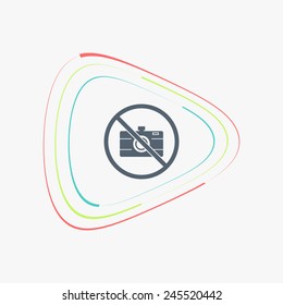 No entry with a camera. Prohibitory sign. Photo camera icon. Flat design style. Made vector illustration