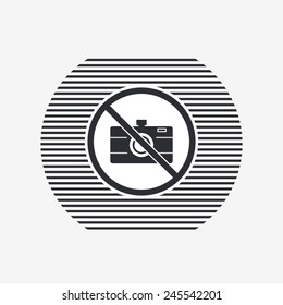 No entry with a camera. Prohibitory sign. Photo camera icon. Flat design style. Made vector illustration