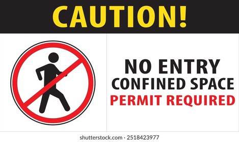 No entry confined space permit required warning sign notice vector