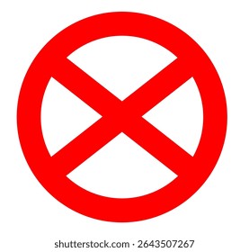 No Entry Crossed Symbol – Vector Prohibition Sign with X