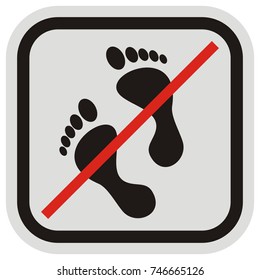 No entry, foot, mark in gray and black frame, vector icon