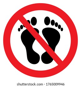 No entry, footprint, black symbol in red frame, vector icon