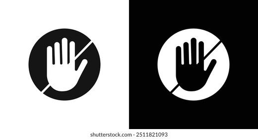 No entry hand sign icon Flat fill set collection