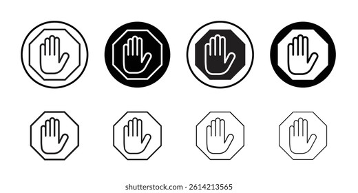 No entry hand sign icon Black and white outline vector