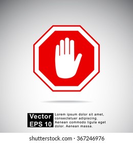 No entry hand sign icon, vector illustration. Flat design style 