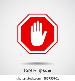 No entry hand sign icon, vector illustration. Flat design style 