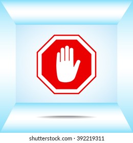 No entry hand sign icon, vector illustration. Flat design style 
