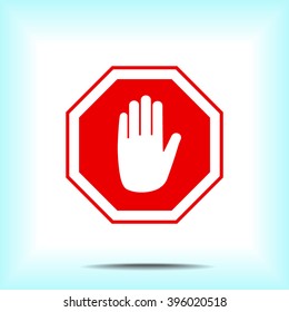 No entry hand sign icon, vector illustration. Flat design style 