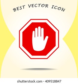 No entry hand sign icon, vector illustration. Flat design style 