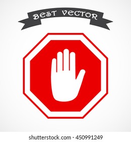 No entry hand sign icon, vector illustration. Flat design style 