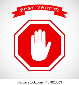 No entry hand sign icon, vector illustration. Flat design style 