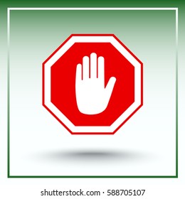 No entry hand sign icon, vector illustration. Flat design style 