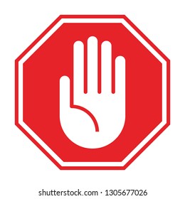 No entry hand sign on white background 